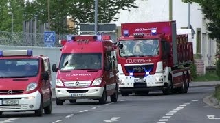 [ÜBERLANDHILFE BEI HALLENBRAND] MTW FF Heidelberg + ELW B-Dienst + WLF AB-Schaum FF Mannheim-Rheinau