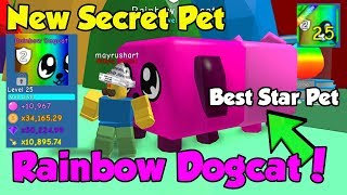 I Got New Secret Pet Rainbow Dogcat! Best Rainbow Pet! - Bubble Gum Simulator