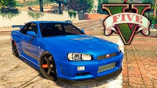 GTA V MOD Nissan Skyline e apostando RACHA!!