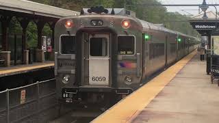 NJT North Jersey Coast Line: PM Rush Hour Train Action at Middletown Station