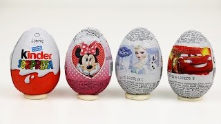 Kinder Surprise Eggs Minnie Mouse Disney Frozen Play Doh Peppa Pig Cars Opening Egg