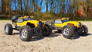HBX 12891 Dune Thunder vs HBX 12889 Thruster! RCs, Dirt, Dust, Sun and Fun! HBX from Gearbest!