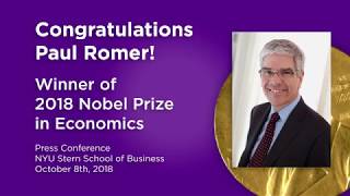 Paul Romer Awarded 2018 Nobel Prize in Economics