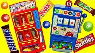 CANDY VENDING MACHINE! Real Working Chocolate Snickers + M&Ms Toy Slot Machine Game DisneyCarToys