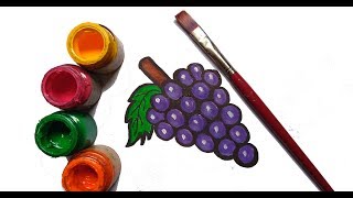 GLITTER GRAPES COLORING AND DRAWING FOR KIDS, COLORS FOR CHILDREN TO LEARN | KIDS GLITTER ART ☆