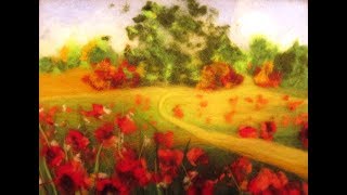 Живопись шерстью. Мастер-класс "Маковое поле". Ольга Чепишко