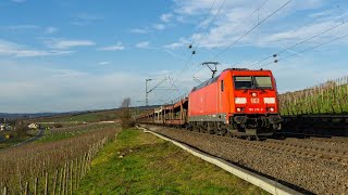 Morgendlicher Bahnverkehr entlang der rechten Rheinstrecke... [4k/60fps]