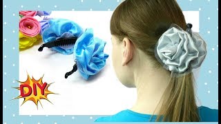 Как сделать ЗАКОЛКУ банан с цветами из ткани DIY