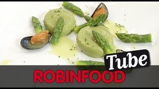 ROBINFOOD / Flan de calabacín y mejillón + Ensalada de rulos de jamón