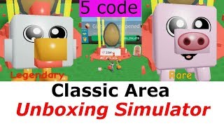 Classic Area and 5 CODE (coins,gem,potion) Unboxing Simulator roblox | NEW PET | UPDATE 2.11