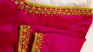 Aari work with normal needle stitch