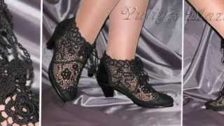Вязаная обувь. Ботиночки для царицы. Women's crochet shoes.
