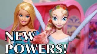 Frozen Elsa NEW POWERS Barbie Rainbow Hair Makeover