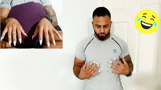 BOYFRIEND WEARS FAKE NAILS! *HILARIOUS*
