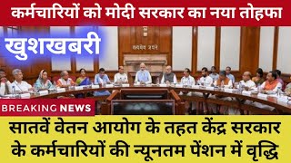 7th Pay Commission ! खुशखबरी ! सातवें वेतन आयोग के तहत कर्मचारियों की न्यूनतम पेंशन में वृद्धि,