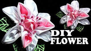 DIY ribbon flowers, kanzashi flower, how to make, flower making tutorial / Цветы канзаши