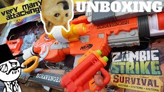 Nerf Scravenger Review: Anti Zombie Nerf Gun. A Nerf Scavanger + New Nerf Zombie Strike Attachments