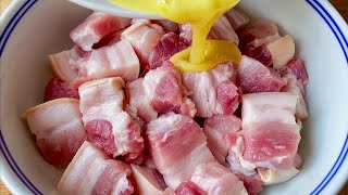 【小穎美食】我家五花肉從不紅燒，淋2個雞蛋，不炒也不燉，一次一大盤不夠吃