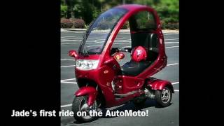 Jade's first ride on the AutoMoto!