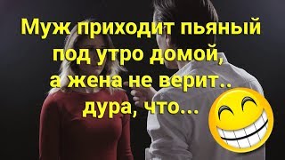 Муж приходит пьяный под утро домой, а жена не верит дура что...