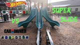 Hot Wheels fat track super slide exotics vs car and driver tournament race