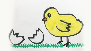 How to draw and color a Baby Chick -for kids!