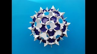 Кусудама Пушистый шар оригами (Алексей Жигулёв), Kusudama Furry Balloon Origami