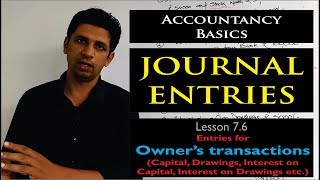 Journal Entries for Capital, Drawings etc.(Owner's transactions)