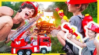 Fire Trucks | Fireman Axel Puts Out Real FIRE!!?