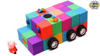 DIY - How To Make Kinetic Sand Rainbow School Bus | Learn Colors With Lego Bricks Play Doh Video