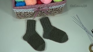 Детские носки спицами. Резинка "Колосок". Двойная(усиленная) пятка. Knitted children's socks.