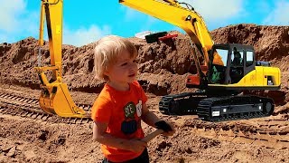Экскаватор сломался Маленький Лёня приехал на помощь на Синем Тракторе / Beep Beep