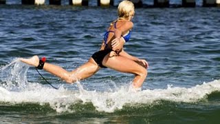 Russian girls workout, running on water - Larnaca Cyprus