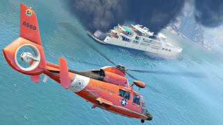MEGA RESGATE EM ALTO MAR! PATRULHA AÉREA DE HELICÓPTERO - GTA 5 : MOD POLICIA!