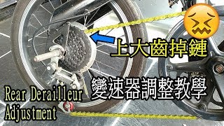 變速器調整教學, 轉檔掉鏈及異聲快速修理法, Rear Derailleur Skipping Gears