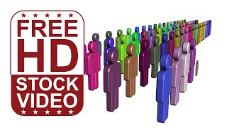 FREE HD video backgrounds – simple 3D man icon symbol pictogram illustration popping up in rows and