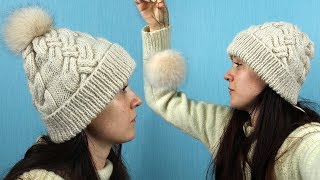 Шапка спицами. Шапка с косами.?