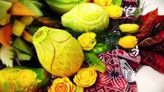 Карвинг овощей Thai salad-тайский салат.  Карвинг из моркови, карвинг из огурца. Серия 1.