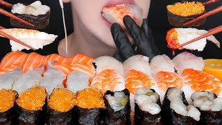 ASMR RAW SALMON SHRIMP FLATFISH TAKO WASABI SUSHI MUKBANG 연어 생새우초밥 먹방 サーモン NO TALKING EATING SOUNDS