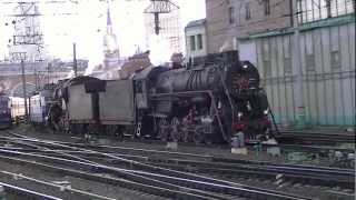 Паровозы Л-2344 и Л-3653 с Транссибирским Экспрессом