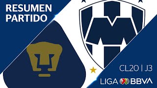 Resumen | Pumas vs Monterrey | Jornada 3 - CL 2020  - Liga BBVA MX