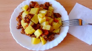 Картофель тушёный  с мясом - готовим в мультиварке