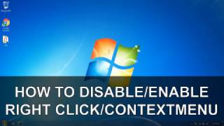 How to DISABLE/ENABLE right click/context menu using regedit