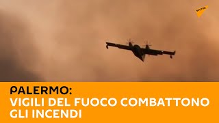 Palermo: vigili del fuoco combattono gli incendi