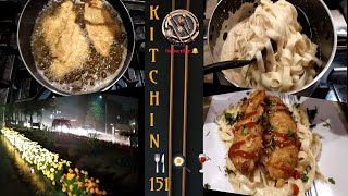 Fettuccine Alfredo With Fried Chicken Fillet | Kitchen 151