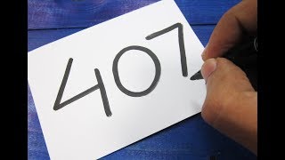 How to turn Number 407 into a Cartoon HEN ! Learn drawing art on paper for kids