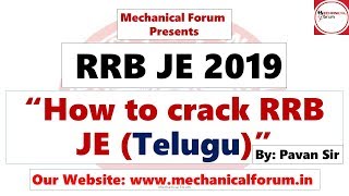 How to Crack RRB JE 2019 (Telugu) | Preparation Strategy & Tips by Pavan Sir #Mechanicalforum