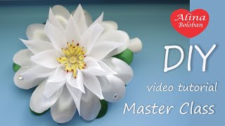 Лотос Канзаши. Праздничная Заколка. how to make