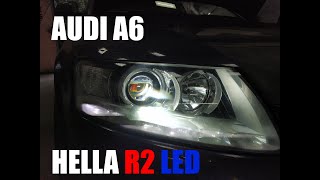 Audi A6 Hella R2 Led Замена штатных линз