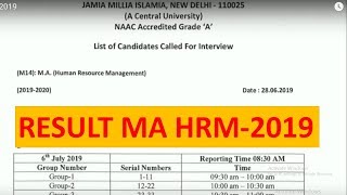 Result of JMI M.A. HRM  2018/2019 | selected  List of JAMIA MA IN HRM  #Ambitionseekers